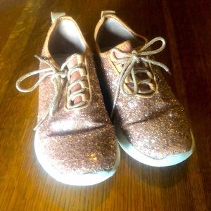Rose gold glitter tennis shoes